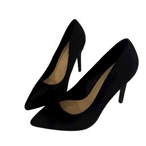 Elegant Classic Black Suede Pointed Toe Stiletto Heels Size 8M